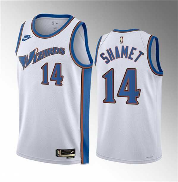 Mens Washington Wizards #14 Landry Shamet White 2023 Draft Classic Edition Stitched Jersey